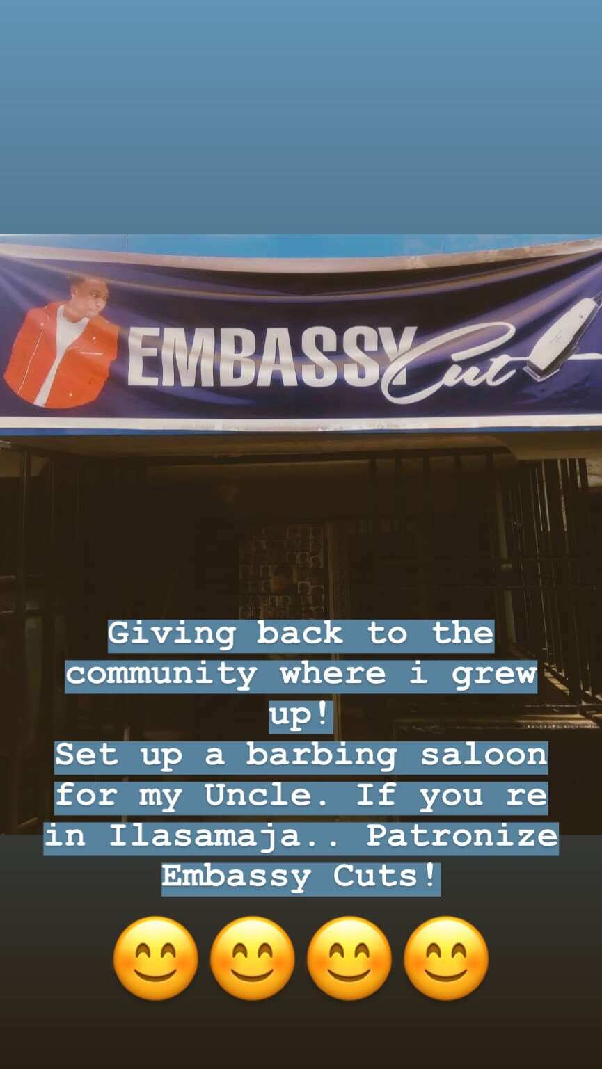 Mayorkun reveals he set up a barbing salon for his uncle in Ilasamaja, Lagos Mayorkun reveals he set up a barbing salon for his uncle in Ilasamaja, Lagos