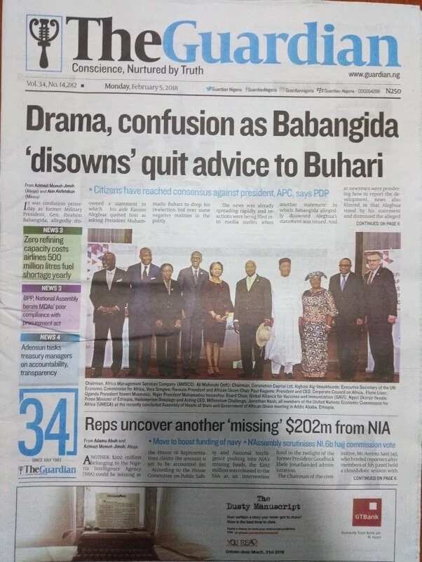 the guardian newspaper for monday, february 5, photo credits