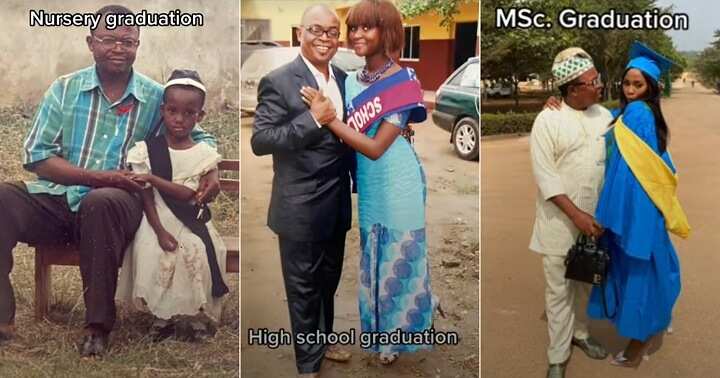Lady gushes over caring dad, dad attends daughter's graduation, doting father