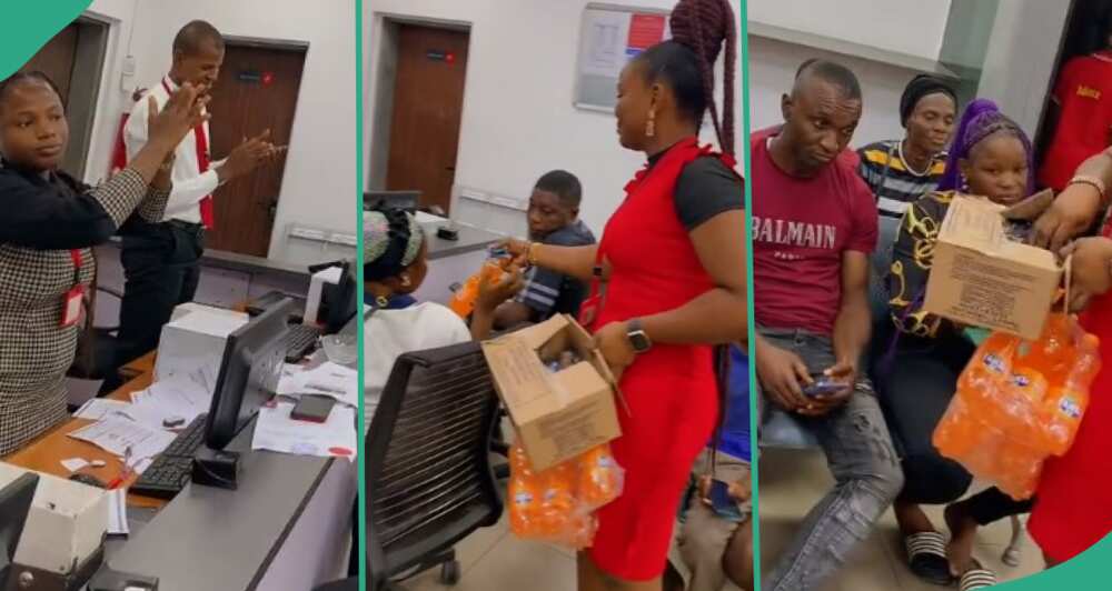 Video as Nigerian bank shares refreshments for customers, to do it every Wednesday