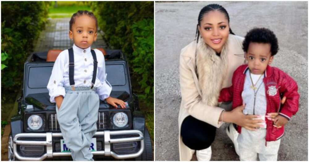 Actress Regina Daniels and her son Munir Actress Regina Daniels and her son Munir