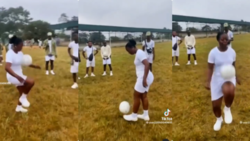 “Agba baller”: Female youth Corper shows off football skills, wows male Corper’s in video