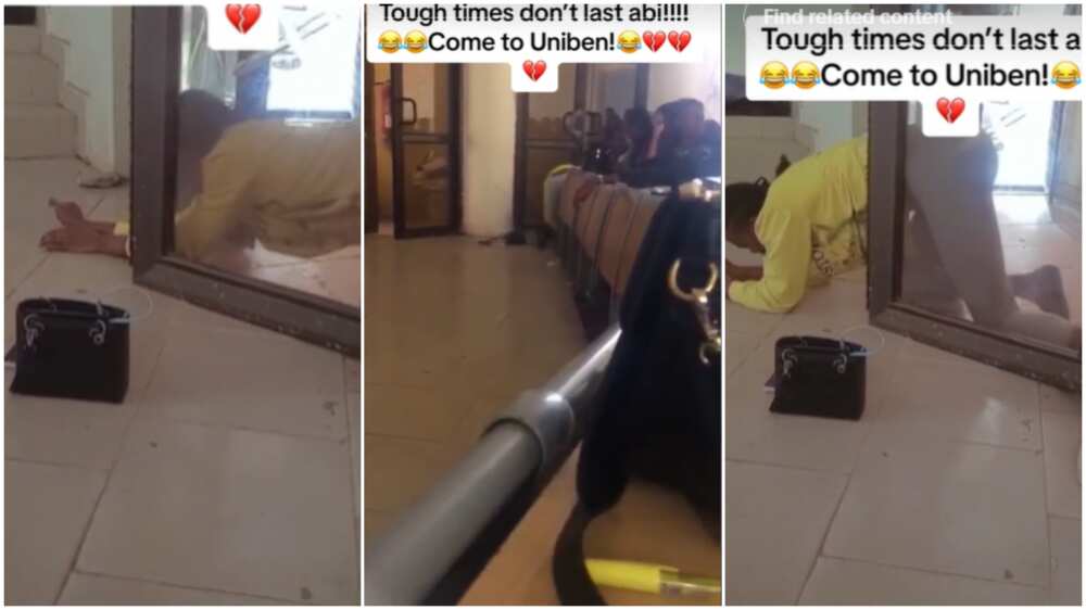 Lecture hall in Nigeria/Lady crawled. Lecture hall in Nigeria/Lady crawled.