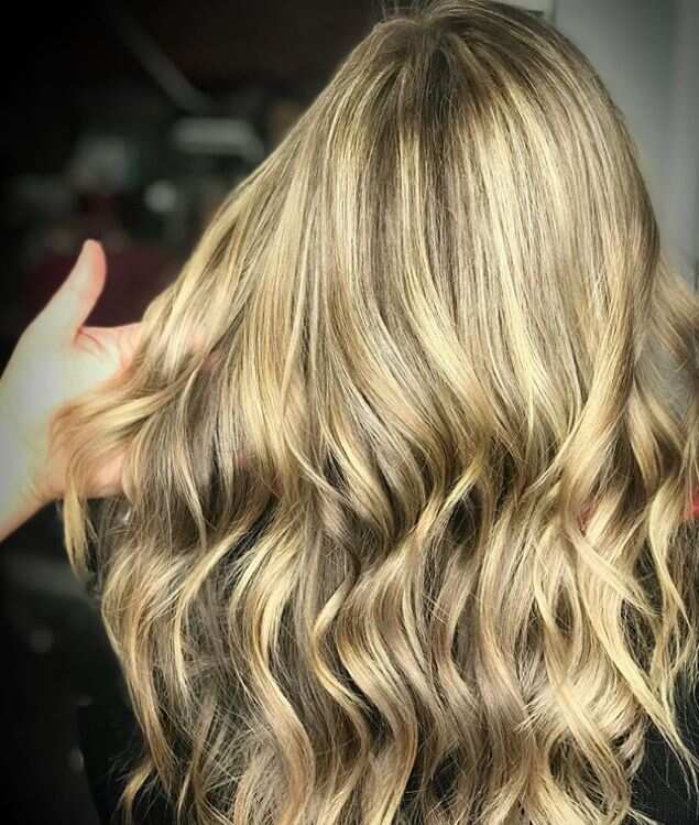 Brown hair with blonde highlights