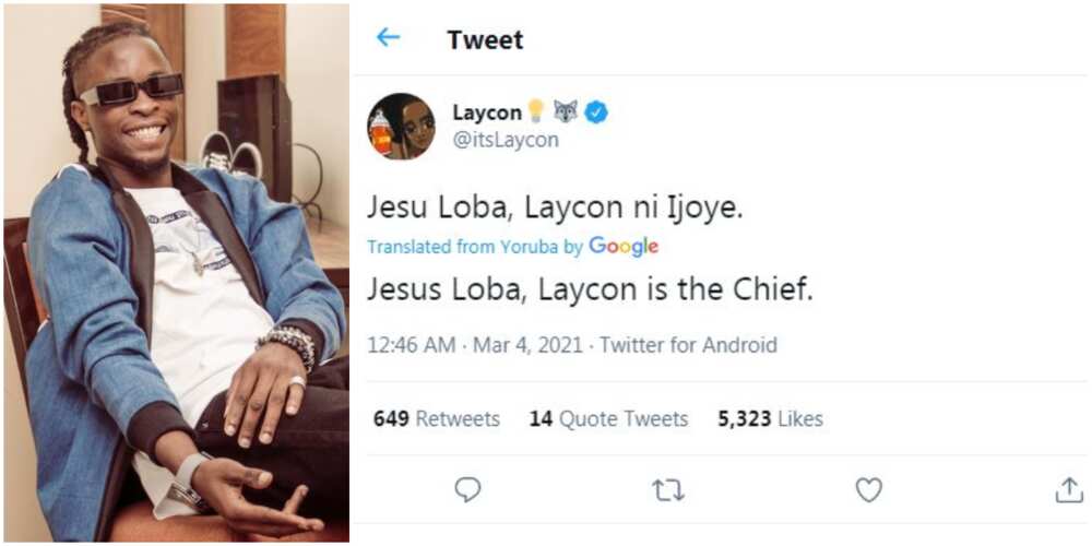 Jesus is king, Laycon is chief: BBNaija star brags on social media