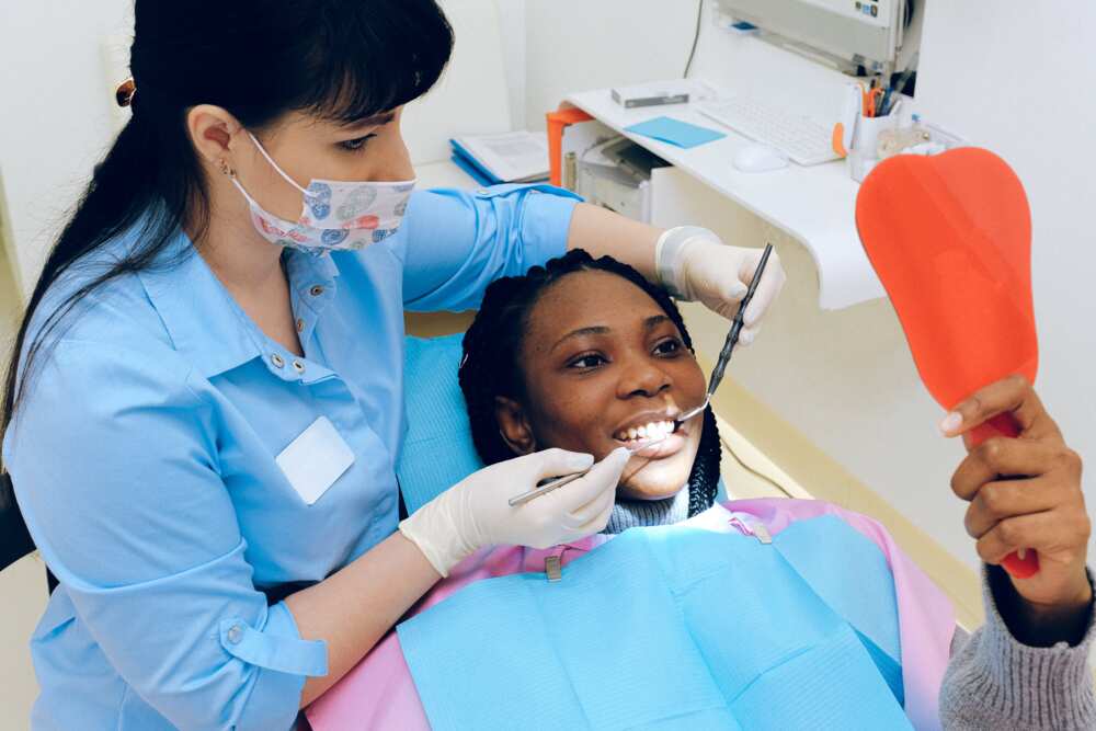 A woman having a dental check up