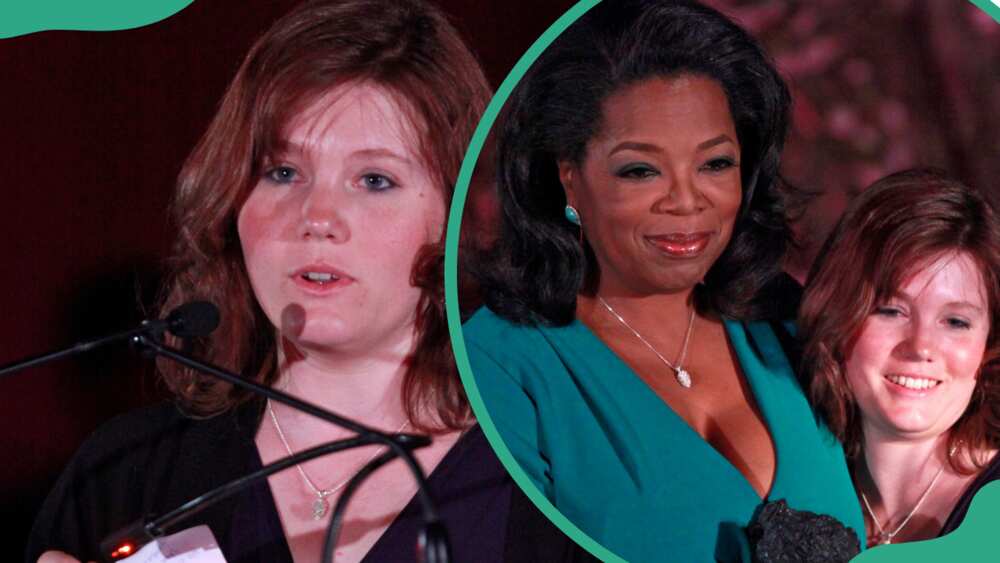 Oprah Winfrey and Jaycee Dugard during an award ceremony in New York City