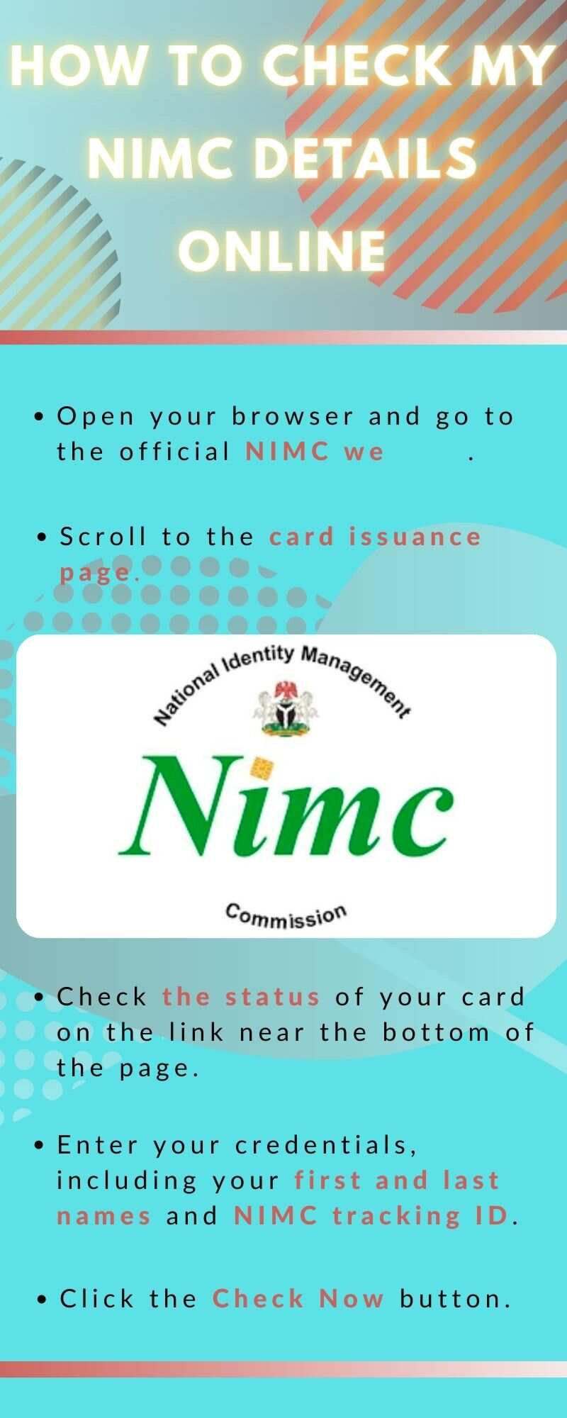 How to use NIMC tracking ID