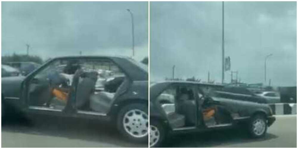 Massive reactions as car without doors is spotted on a busy Lagos road