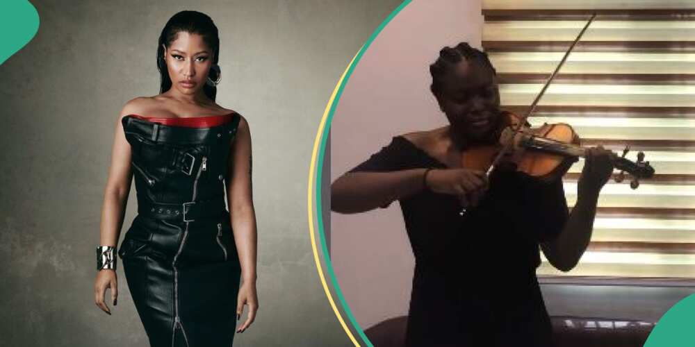 Nicki Minaj posts in pidgin after being impressed by Nigerian violinist's performance.