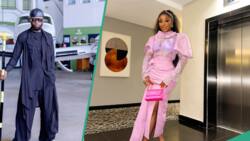 "Baddest": Ini Edo shows off skin, curves in transparent outfit, strikes pose with Swanky Jerry