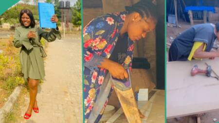 Courageous lady who spent years in university drops degree, learns handwork and becomes a carpenter