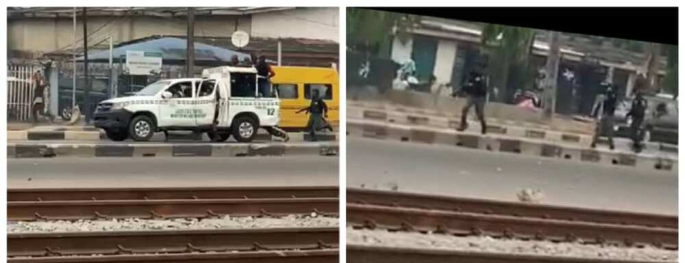 Bidiyon yadda yan achaba suka fatattaki jami’an yan sanda a Lagas Bidiyon yadda yan achaba suka fatattaki jami’an yan sanda a Lagas