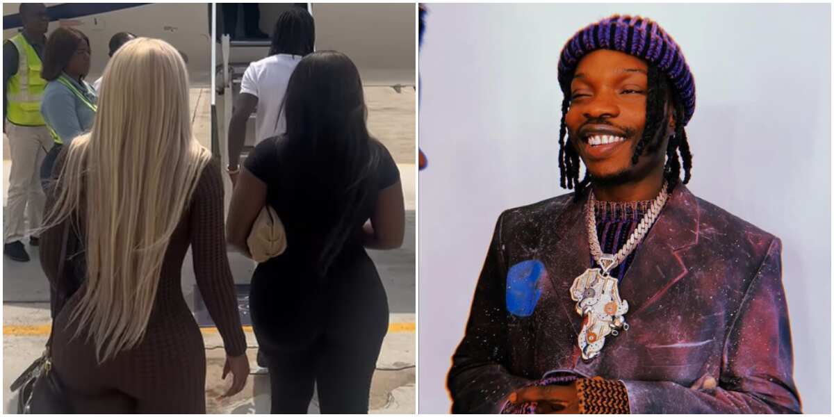 Naira Marley sparks reactions as he shows off his new bodyguards (video)