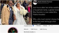 “Why must women be the ones letting go?” Feminist complains as Rita Dominic changes surname after marriage