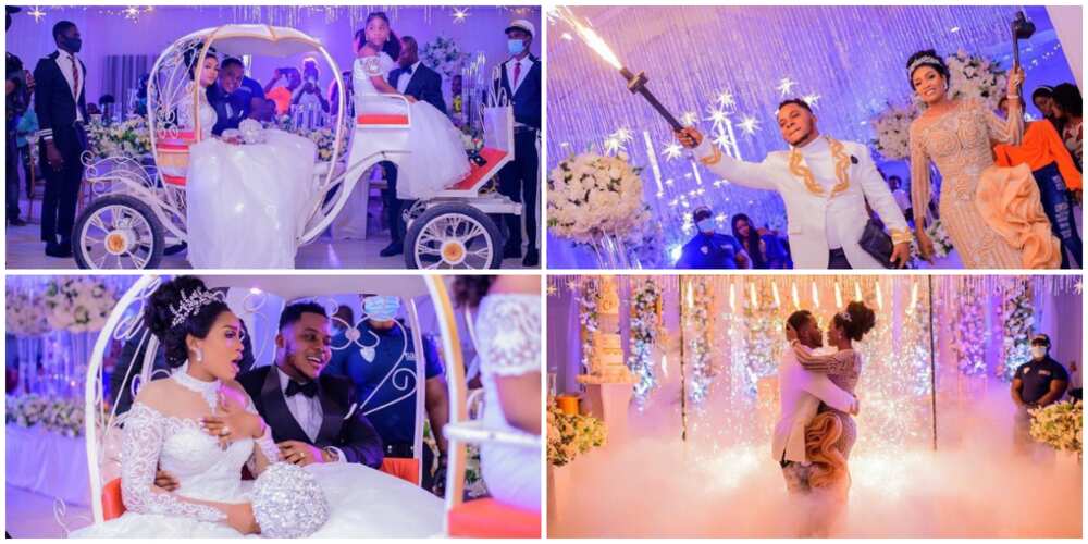 Nigerian Bride and Groom Make Majestic Entrance to Their Wedding Venue, Photos Cause Stir