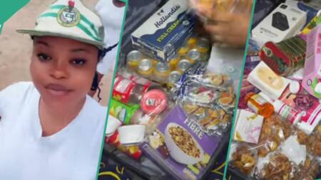 "Should we tell her?" Female corper packs carton of malt, sardines, milk, to NYSC camp, video trends