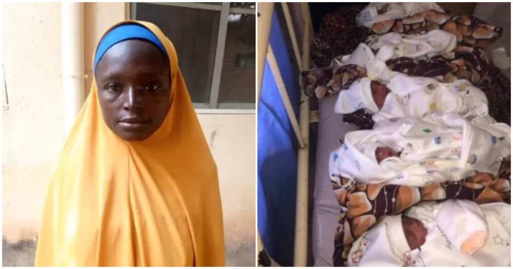 Hajara Shu'aibu, Katsina, Nigerian woman delivers 18 babies, twins twice, 9 babies Hajara Shu'aibu, Katsina, Nigerian woman delivers 18 babies, twins twice, 9 babies