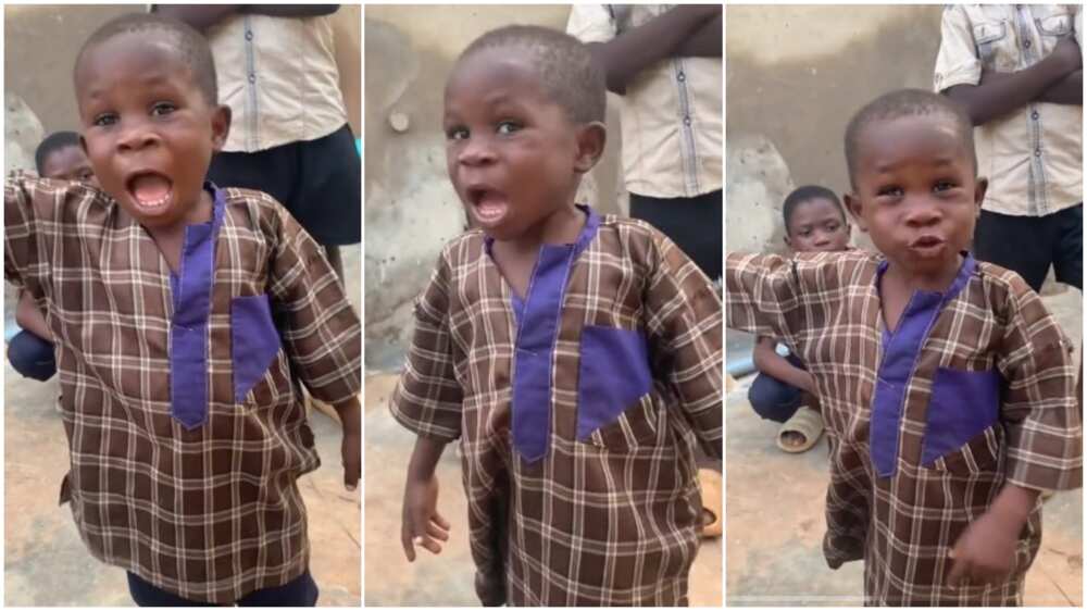 Little boy struggles to speak English, and blends Yoruba.