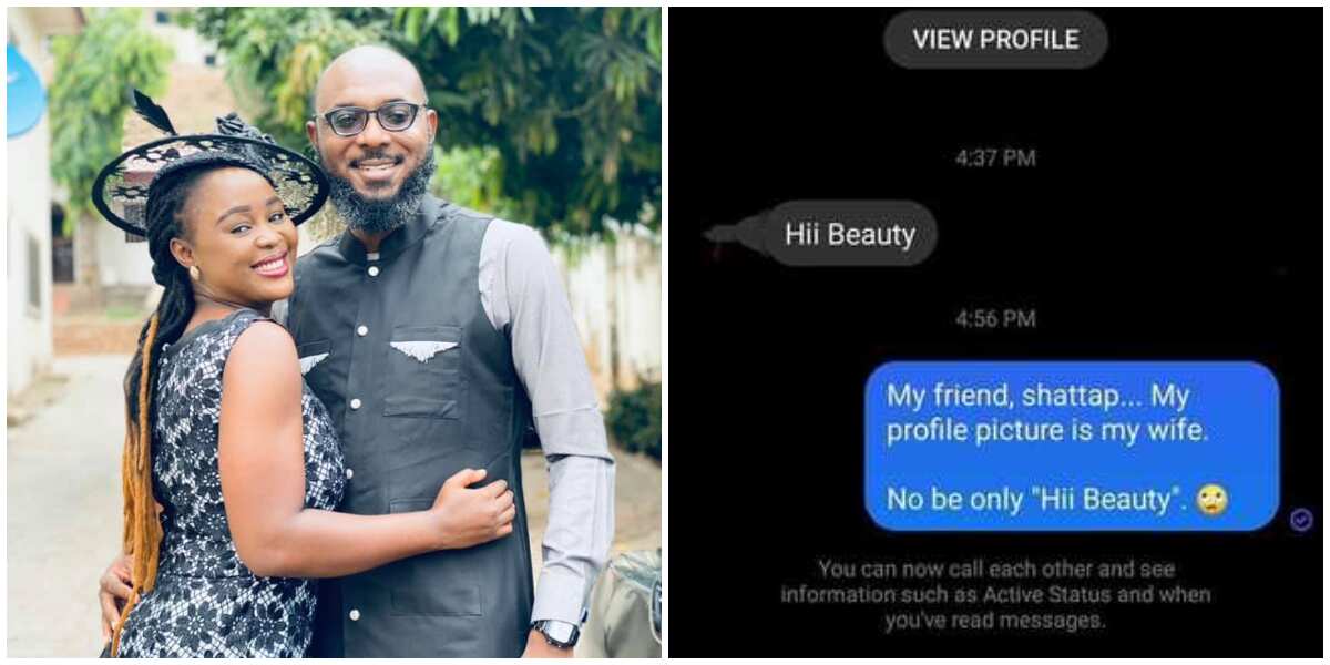 Nigerian man shares Facebook DM he got from a stranger after changing profile picture to his wife's own