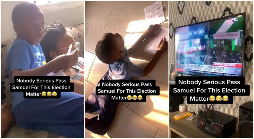 Photos of a young boy monitoring election results go viral.