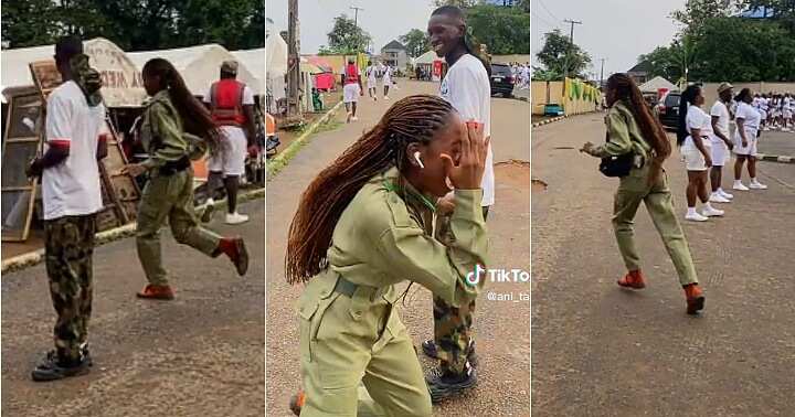 Lady dances for soldier, Nysc camp