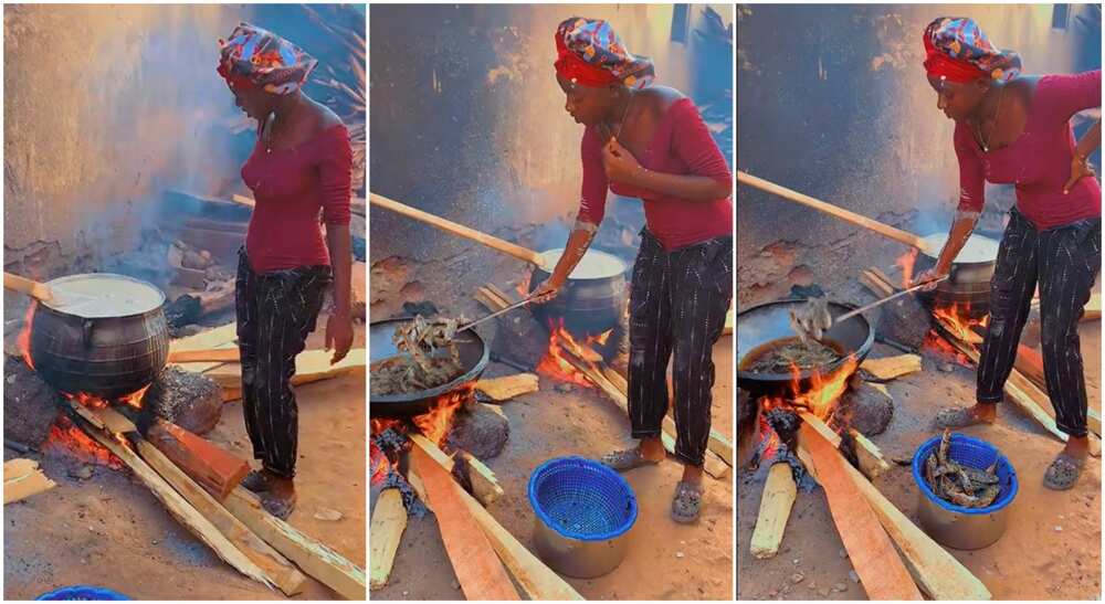 Photos of a beautiful lady frying fish. Photos of a beautiful lady frying fish.