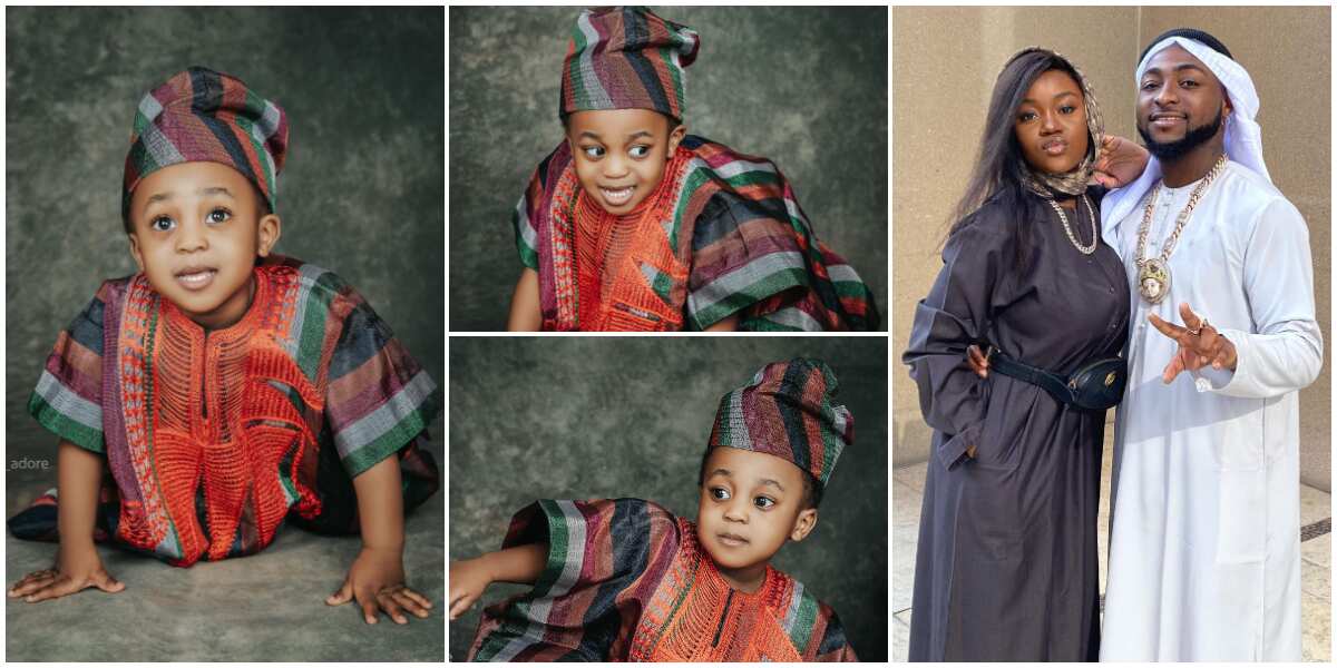 Davido’s Son Ifeanyi Rocks ‘Aso Oke’, Prostrates Like a Charming Yoruba ...