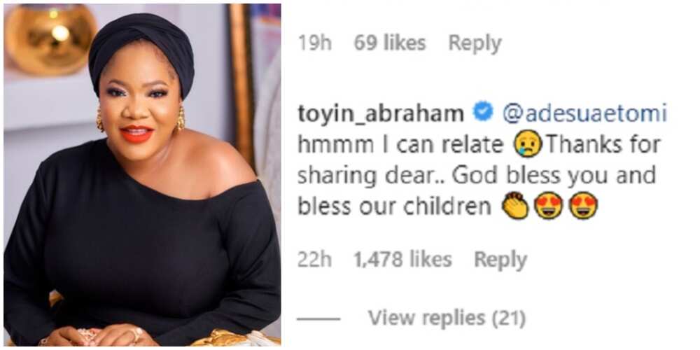 I can relate - Toyin Abraham reacts as Adesua Etomi and Banky W open up about fertility issues