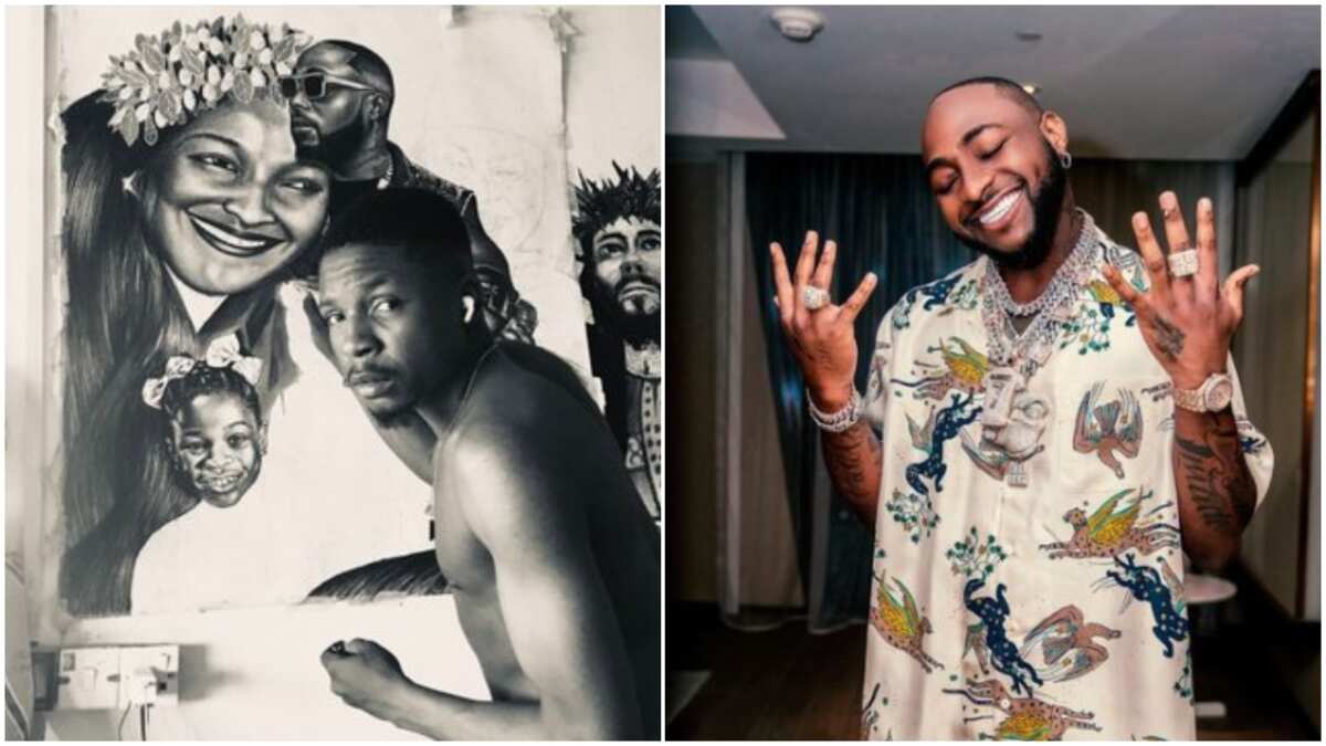 Please send it to me when it's done: Davido tells artist who is drawing him, Nigerians react