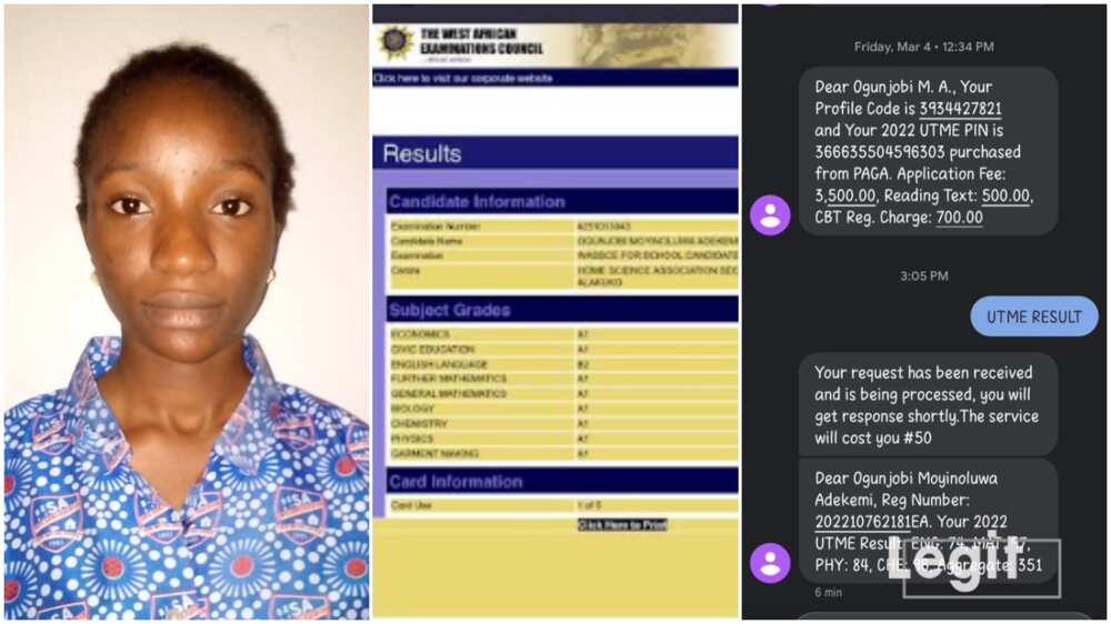 Excellent 2022 WAEC result/succeeding in UTME exam.