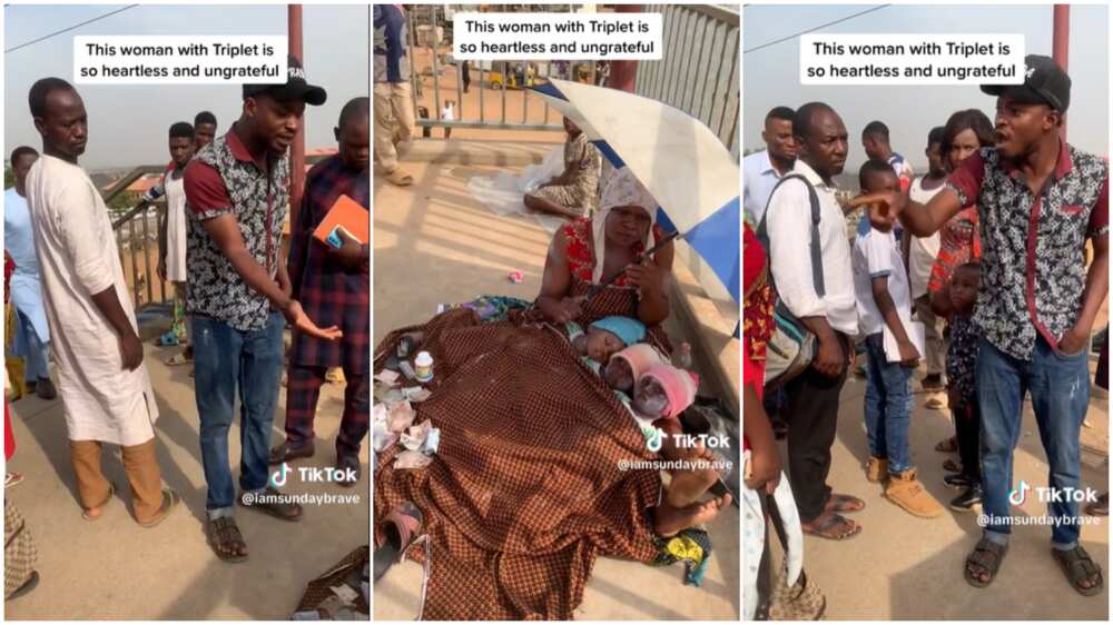 Mother of three/man frustrated after helping. Mother of three/man frustrated after helping.
