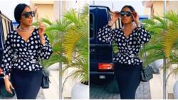 Actress Chika Ike spotted in polka-dot outfit and she looks stunning