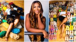 Linda Ikeji tensions fans as she gifts herself 85 shoes and 35 designer bags to mark 40th birthday (photos)