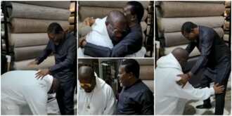 Don Jazzy Star Struck, Prostrates to Greet Kanayo O. Kanayo As He Meets Legendary Actor for the First Time