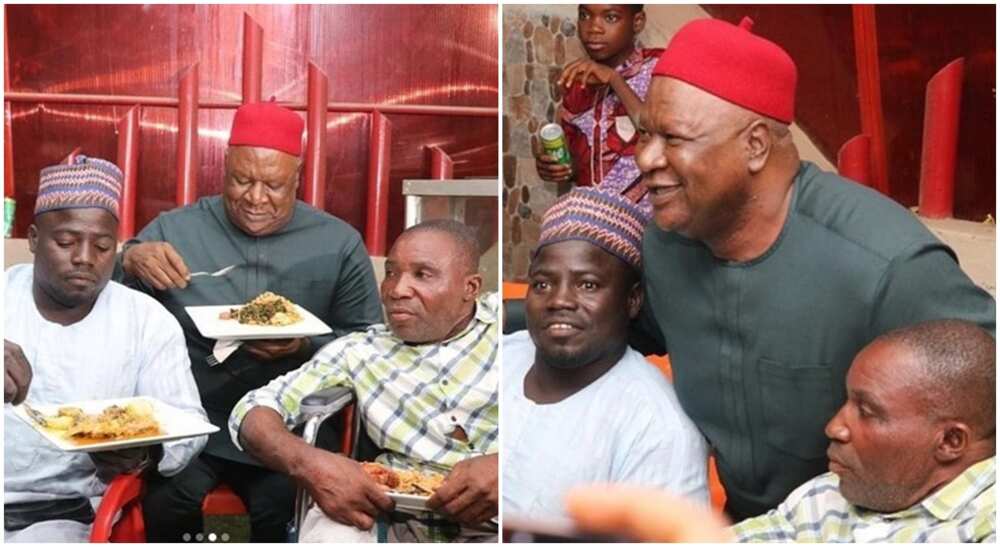 Senator Pius Anyim seen with disabled persons.