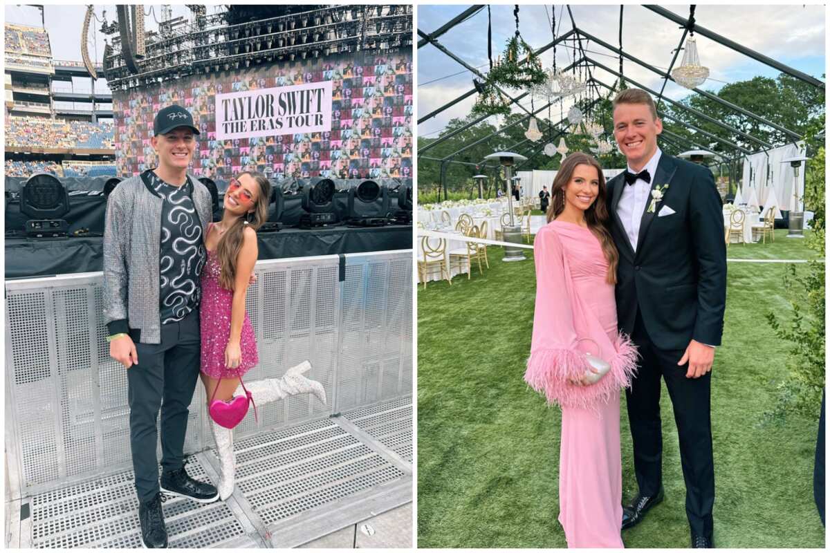 Patriot QB Mac Jones kisses his girlfriend Sophie Scott on the field  News Photo - Getty Images