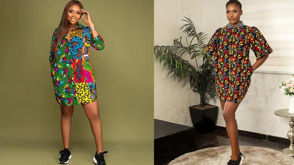 Ankara shirt dresses with collars Ankara shirt dresses with collars