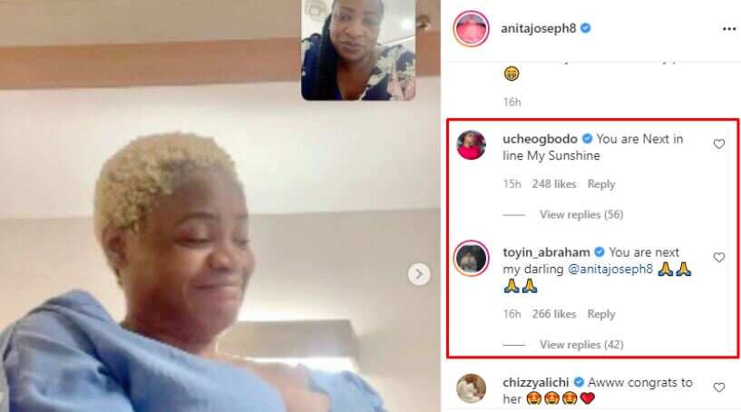 You Are Next: New Mum Uche Ogbodo and Toyin Abraham Pray for Colleague Anita Joseph to Fall Pregnant
