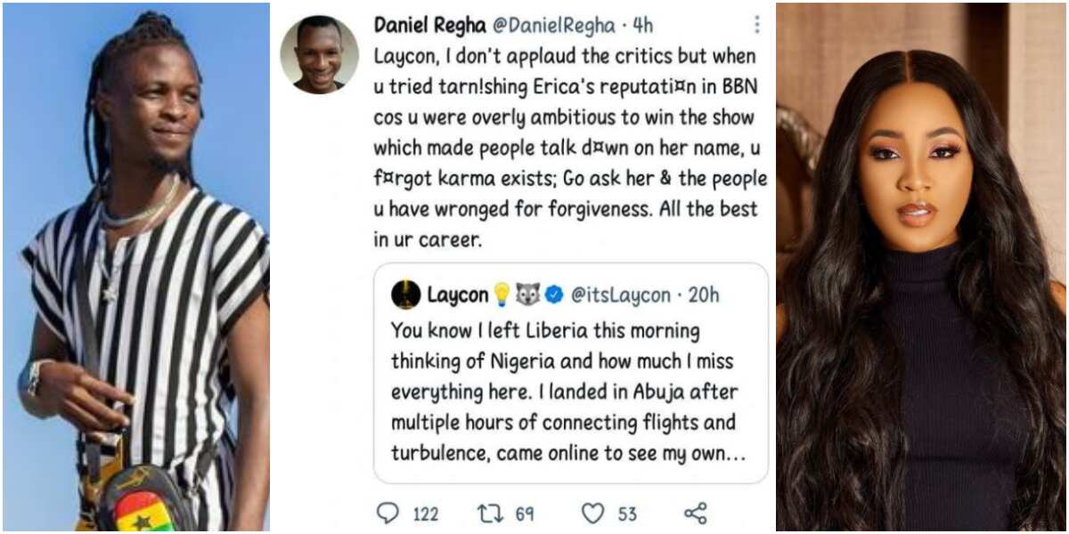 Go and beg Erica for forgiveness, karma is real: Man advises BBNaija's Laycon