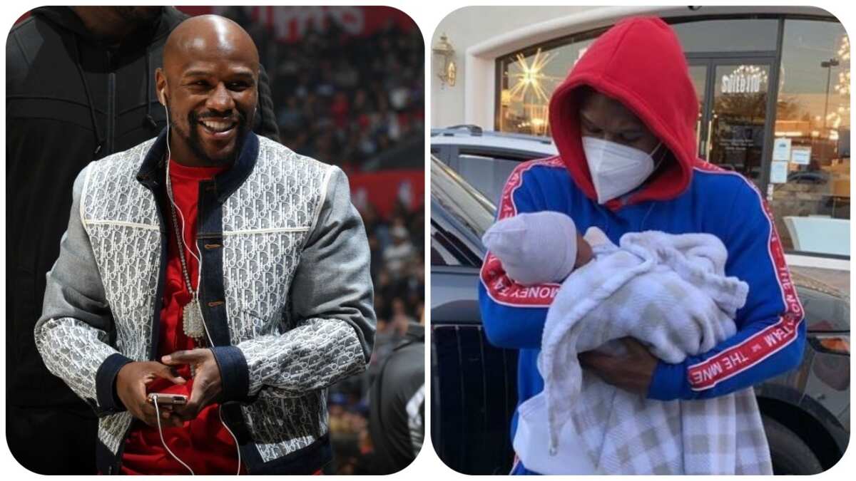 Here's what Floyd Mayweather was spotted doing after meeting his grandchild for the 1st time