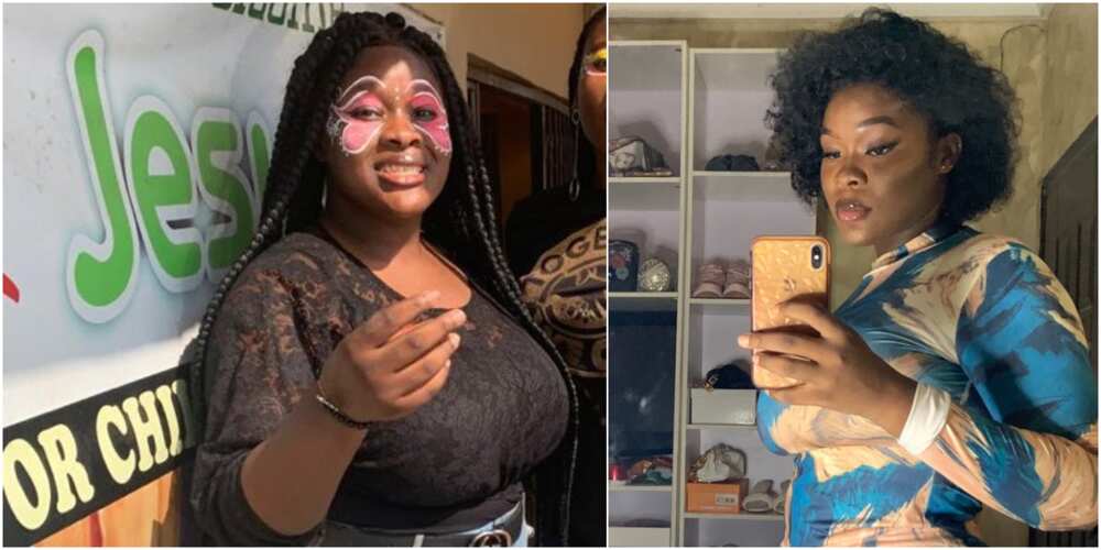 Massive reactions as Nigerian lady loses 34kg, lights up social media with adorable transformation photo