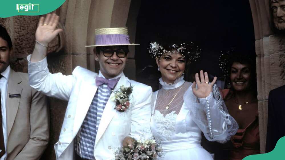 Renate Blauel and her ex-husband Sir Elton John during their wedding at St Mark's Church