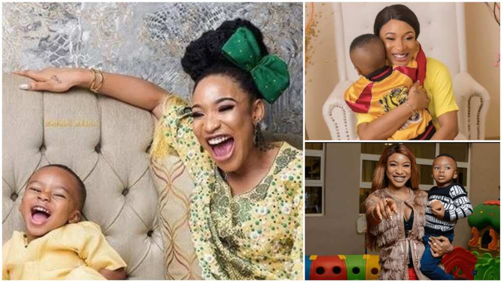 A collage of Tonto Dikeh and son, Andre. Photo source: Instagram/Tonto Dikeh