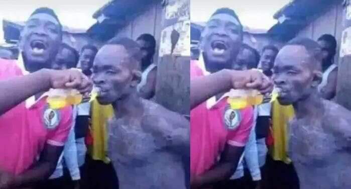 Yadda matasa suka bawa barawo lemo don ya samu karfi su sake jibgarsa Yadda matasa suka bawa barawo lemo don ya samu karfi su sake jibgarsa