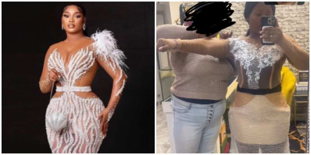 Photos of what she ordered and what she got.