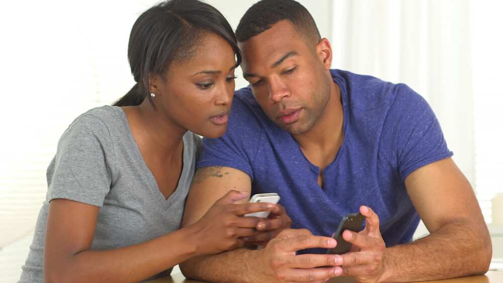 Couple with smartphones