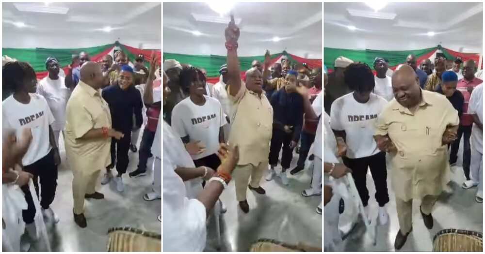 Governor Adeleke dances with Osun-born Falcons players