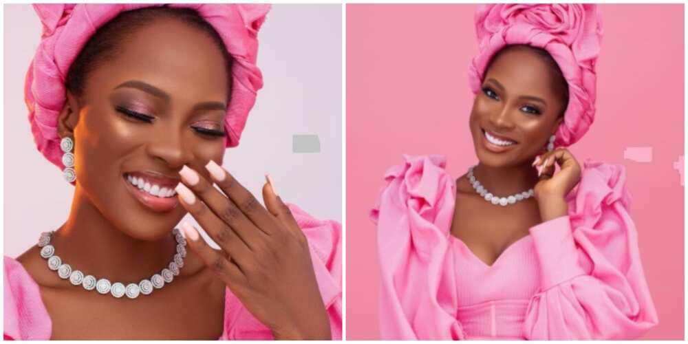 Photos of Jemima Osunde in pink.