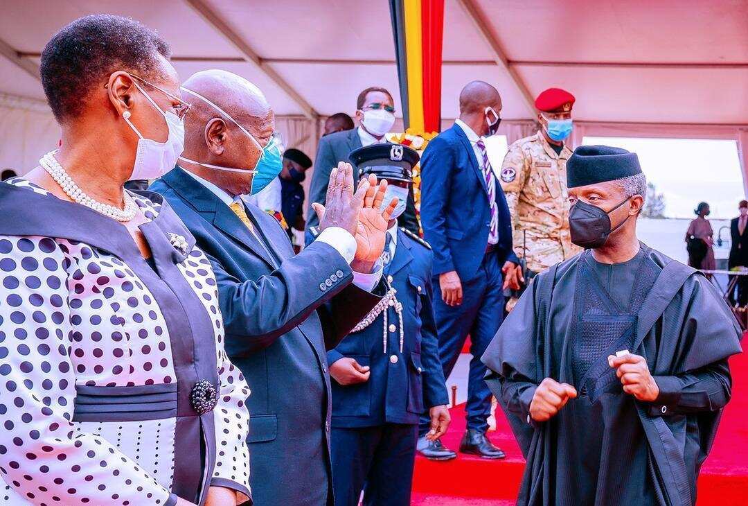 Photos show Osinbajo at inauguration of President Museveni in Uganda